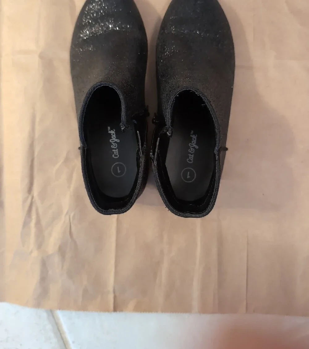 Car & Jack Kids Glitter Ankle Boots - Black